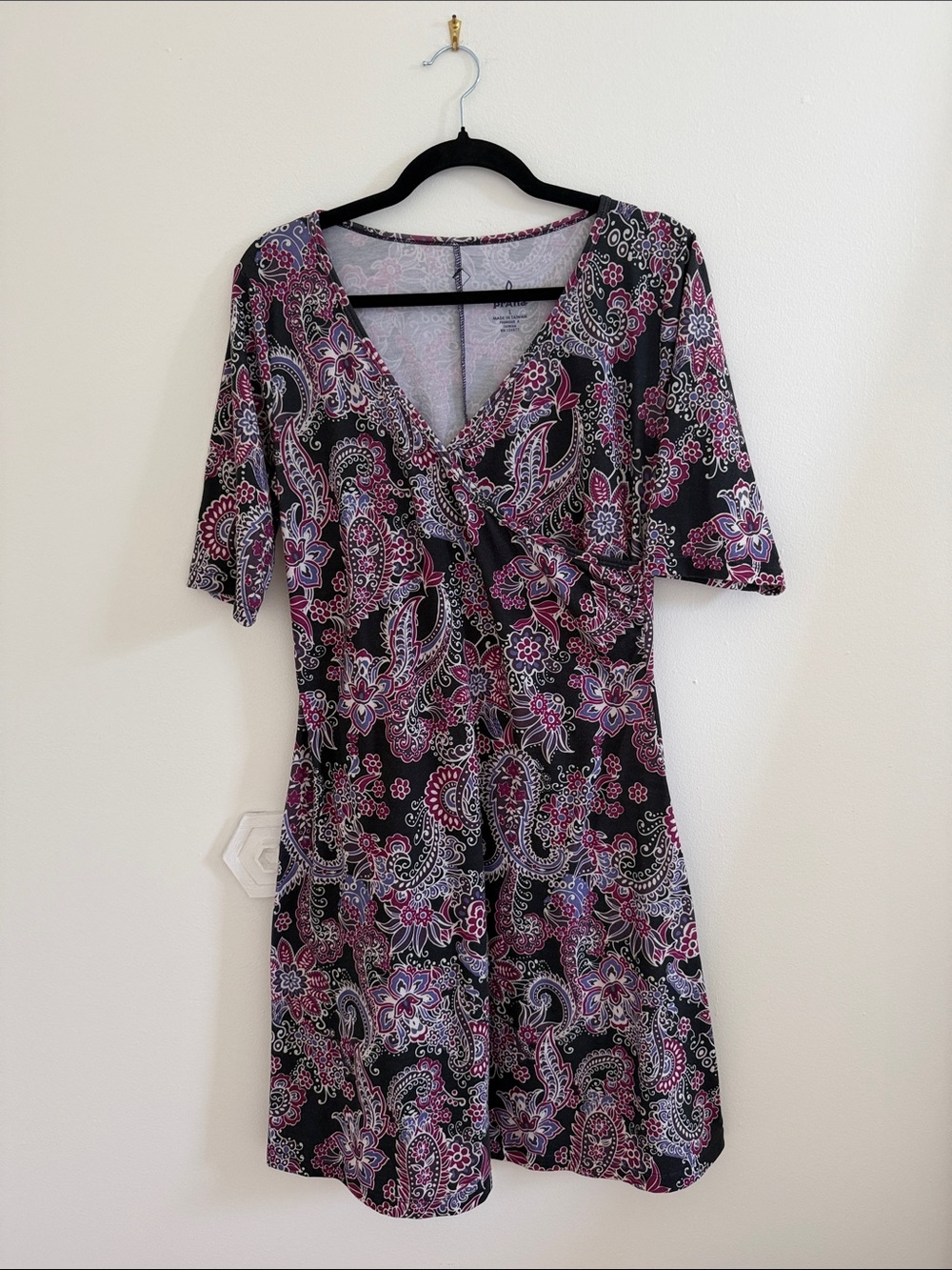 Prana Black Dress with Pink & Purple Paisley Print